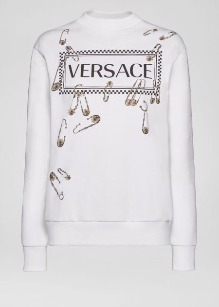 Versace 90s Vintage Logo Safety Pin Sweatshirt Dam - 321974UQP